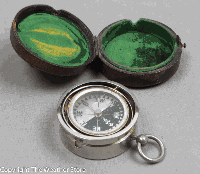 Rare Antique Gimballed Pocket Compass In Case The Weather Store