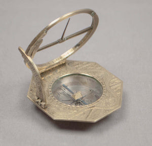 18th C. Brass Ausburg Equinoctial Compass Sundial by Lorenz Graßl