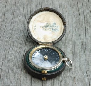 19th C. C.W. Dixie Silver Pocket Compass