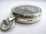 19th C. Edwardian Sterling Silver Pocket Compass By Francis Barker & Son