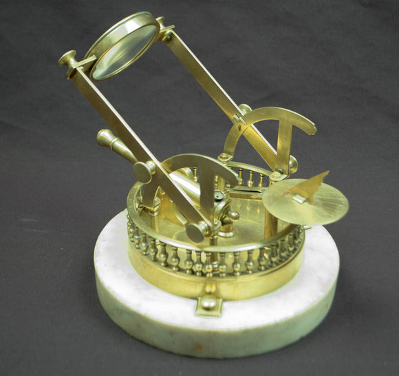 19th C. French Noon Gun Sundial on marble base marked Laird, Paris