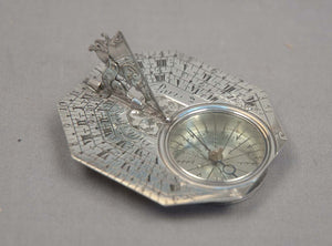 Antique French Silver Sundial Butterfied, Paris circa 1700