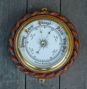 English Rope Carved Aneroid Barometer