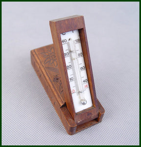 English Wood Box Thermometer
