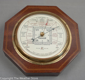 Large Stormoguide Barometer by Short & Mason Inlaid Mahogany Case 1927