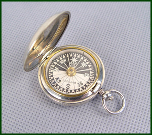 Nickel plated English Pocket Compass
