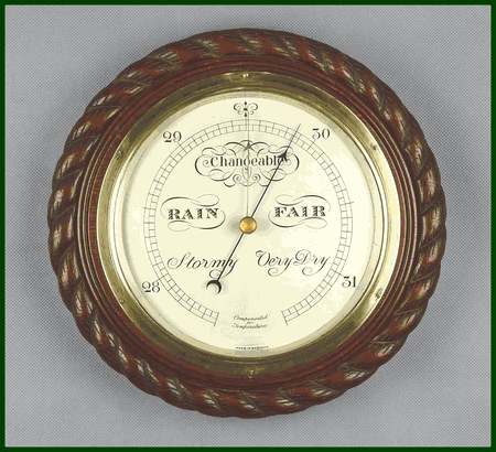 Rope Carved Large Aneroid Barometer