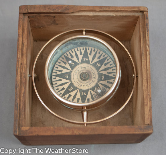 Vintage Dry Card Marine Compass by Durkee, New York